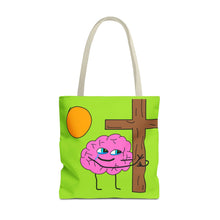 Front view of Bible verse tote bag