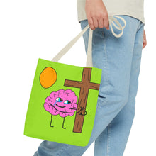 Front view of Bible verse tote bag