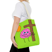 Front view of Bible verse tote bag 
