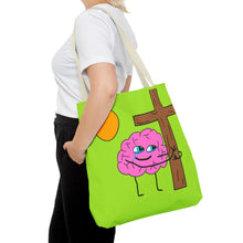 Front view of Bible verse tote bag 