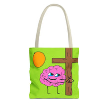Front view of Bible verse tote bag